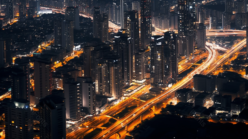 航拍夜景金色马路灯光摄影图,高清,摄影图,摄影图片,图片大全,摄影图免费下载